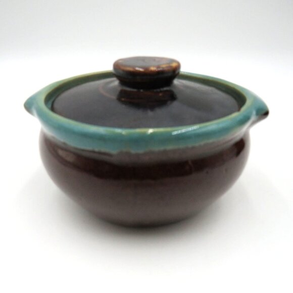 Country Fare Stoneware Set Brown Teal Ceramic Pitcher Creamer Lidded Sugar Bowl - Picture 6 of 11